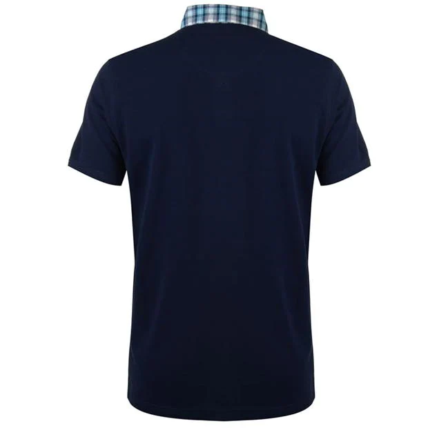 Pierre Cardin Short Sleeve Check Polo T-shirt- Navy